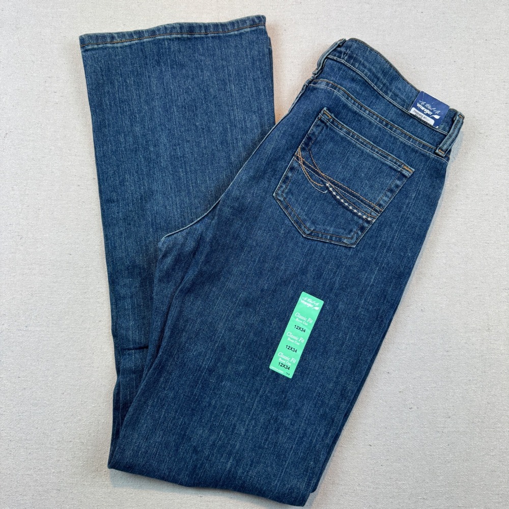 Wrangler 12x34 Bootcut Jeans Womens Blue As Real As Classic Fit Stretch Denim